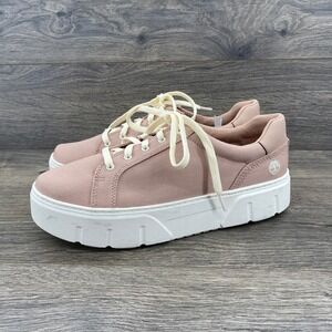 Timberland Laurel Court Platform Sneaker Womens 9 Pink Canvas Low Top